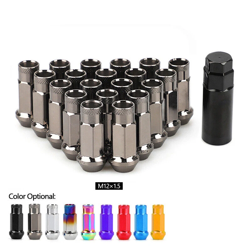 20Pcs M12x1.5 Car Open End Lug Nut Extended 48mm Steel Wheel Nuts Bolts w/Socket - Image 2 of 4