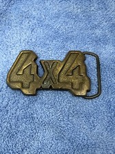 Vintage 1970's 4x4 Brass Belt Buckle 4 Wheel Drive 4WD