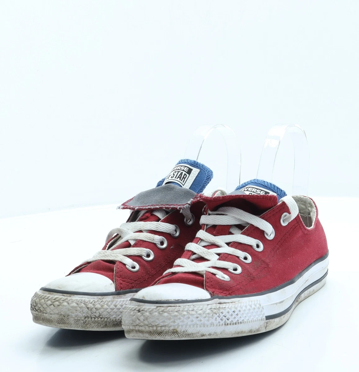 Red double on sale tongue converse