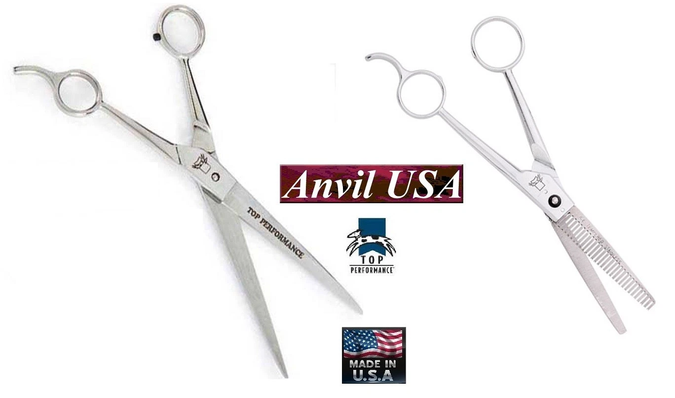 USA MADE Ice STAINLESS STEEL STRAIGHT&THINNING SHEARS ScissorS Pet Grooming SET