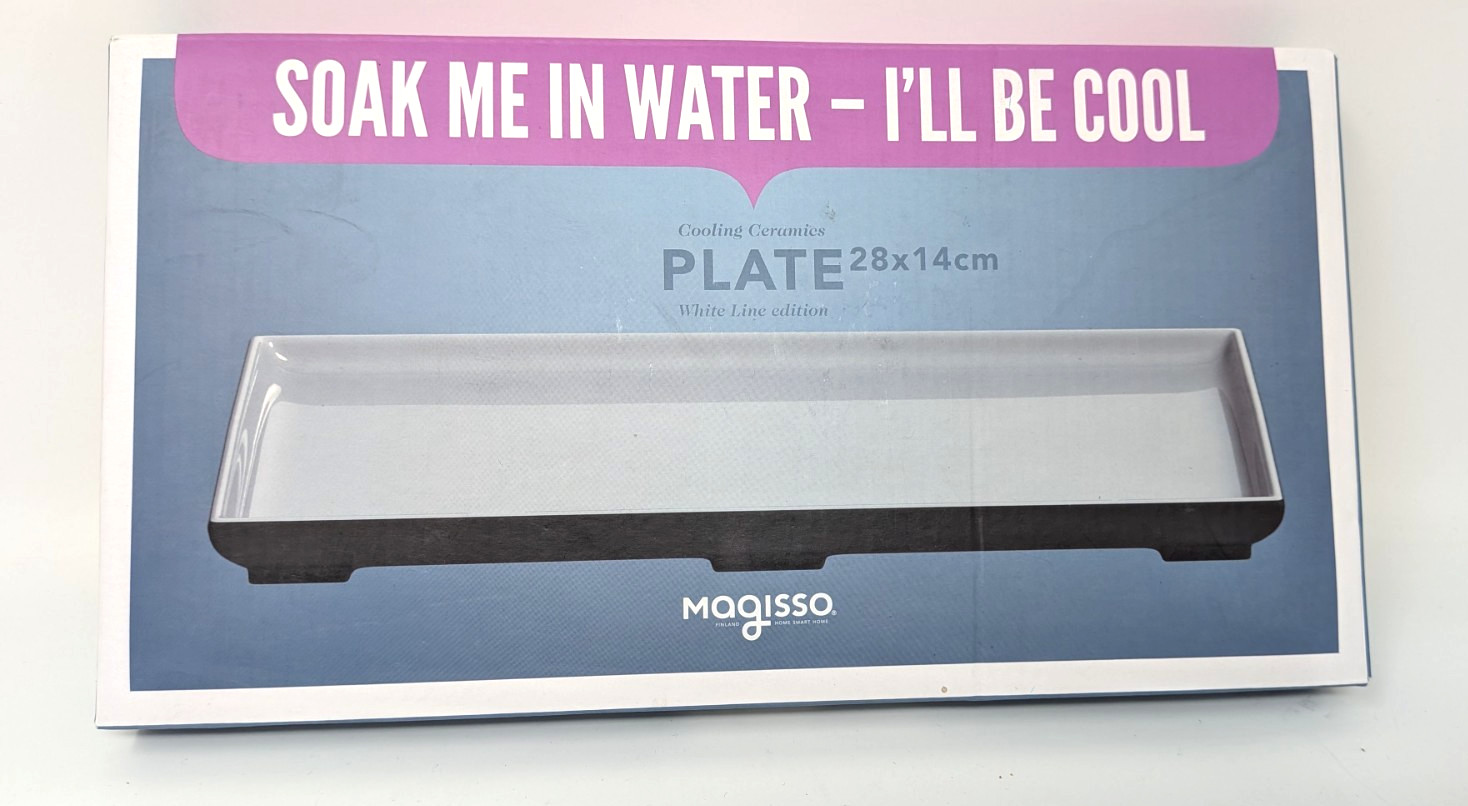 Magisso Cooling Ceramic Serving Plate Platter 28x14cm White Line