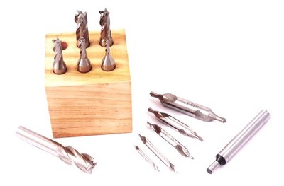 6 PC END MILL SET 5 PC CENTER DRILL SET 3/8'' SHANK EDGE FINDER (5900-0001)