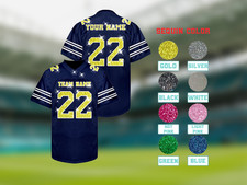 Custom Glitter Football Jersey, Personalized Glitter Team Jersey Shirt S-5XL