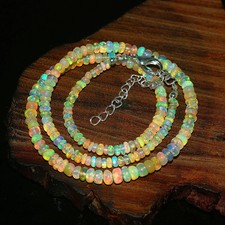Opal Gemstone Natural Ethiopian Smooth Opal Beads 3-5MM 16inch Necklace