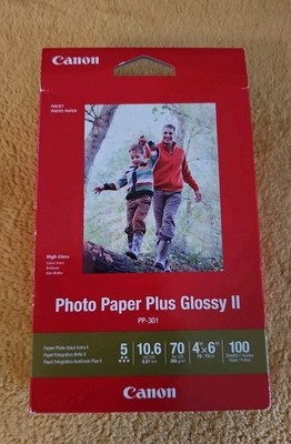 Canon Photo Paper Plus Glossy ll 100 Sheets High Gloss Paper 4x6 PP-301 NOS
