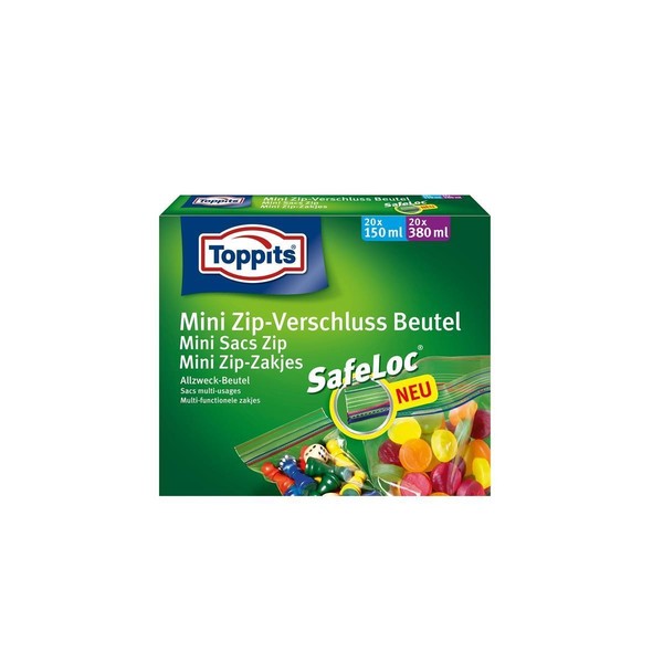 Toppits Mini Zip-Verschluss Beutel 20X150Ml Und 20X380Ml Mit Safeloc Allzweck-B-image