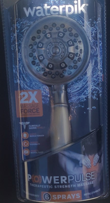 Waterpik PowerPulse Handheld Shower Head 2X Massage Brushed Nickel XAT-649E