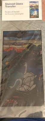 IconArt Glasmalerei Transfer Schwäne bei Sonnenuntergang Jugendstil Neu 