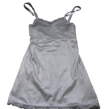 Vintage White Lace Full Slip Womens Small Satin Nightgown Dress 90s Lingerie