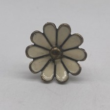 Gold Tone White Enamel Flower Ring Size 8