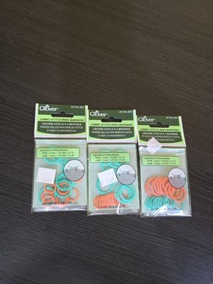 New/Sealed 3 Pack - Clover Jumbo Stitch Ring Markers-20/Pkg - #354 Free Ship