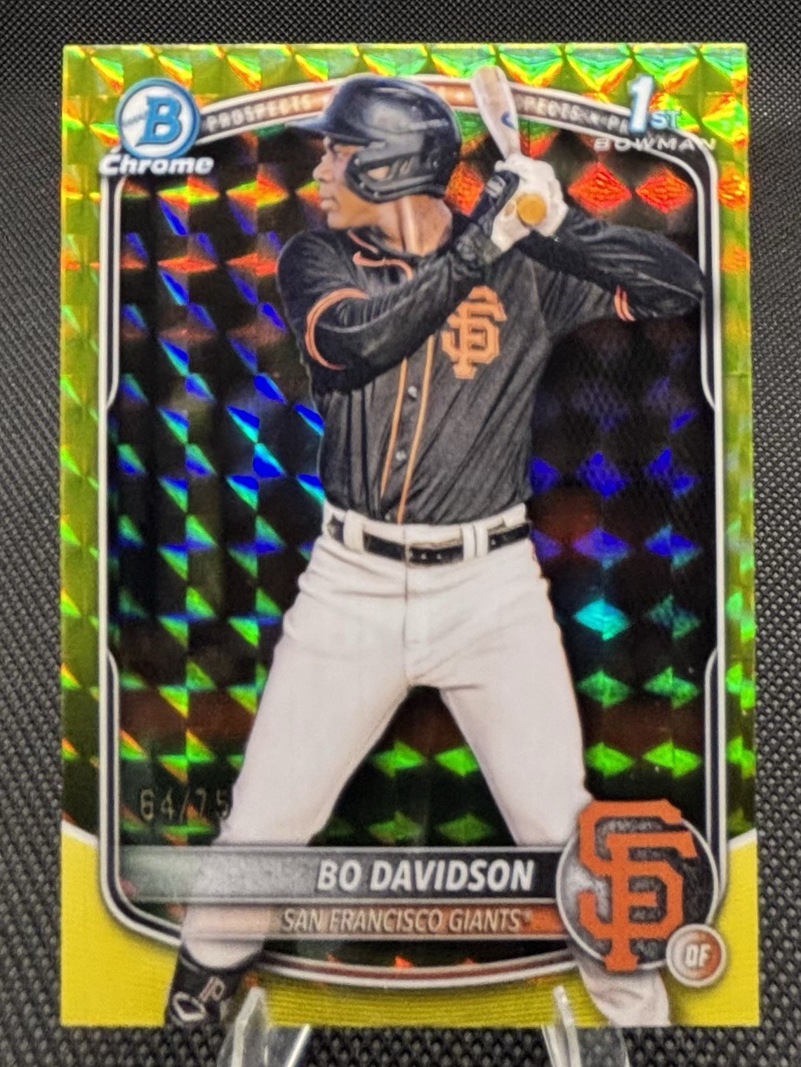 Bo Davidson 2025 Bowman Chrome 1st Yellow Geometric Refractor /75 SF Giants