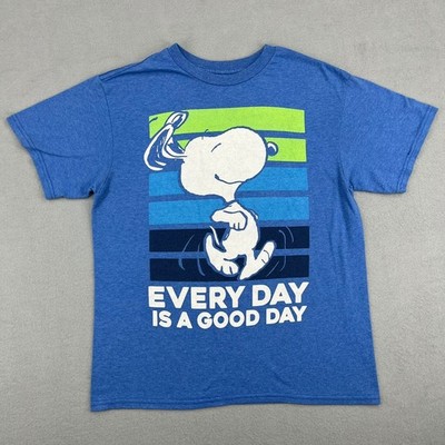 Peanuts Snoopy Every Day Is A Good Day Blue Graphic T-Shirt Kids Size Medium