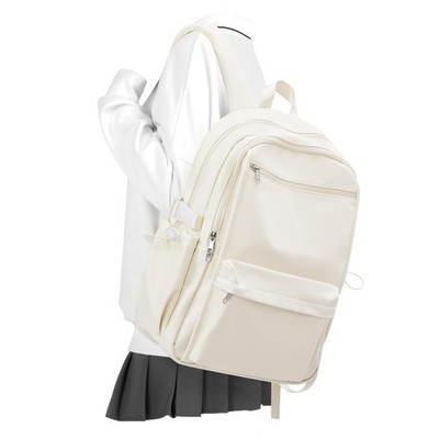 Beige Lightweight Casual Small Travel Daypack College School Backpack For Women