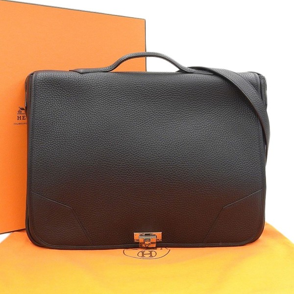 HERMES Victoria Messenger Shoulder Bag Black #003