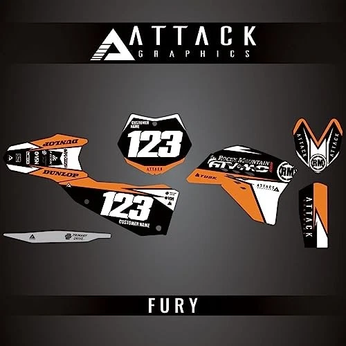 Kit completo de gráficos de bicicleta Attack Graphics Custom Fury para KTM 144 SX 2008 Foto 3 de 3