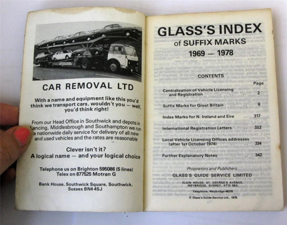 GLASS'S Index Suffix Marks Registration Numbers 1969-78 Car Reg Marks - Image 2 of 4