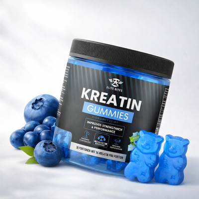 Elite Bites Kreatin Gummies, Blaubeere Geschmack, 120 Gummibärchen,30 Tage Vorat
