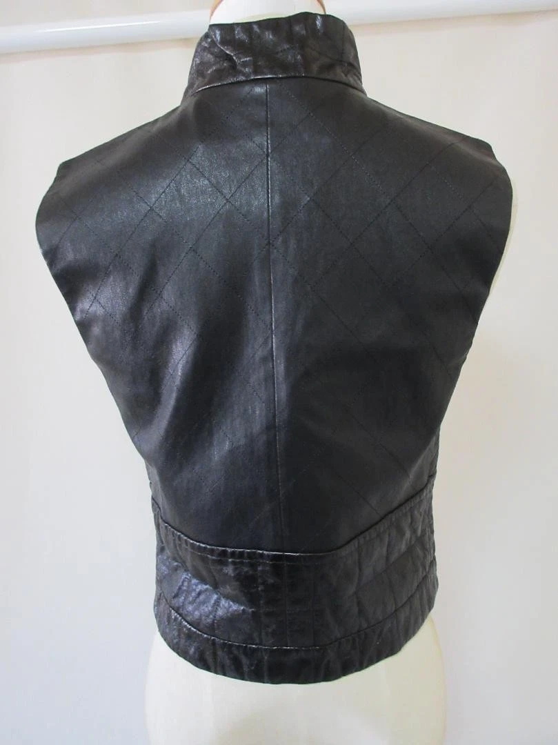 CHANEL Gilet in pelle di agnello con zip taglia 38