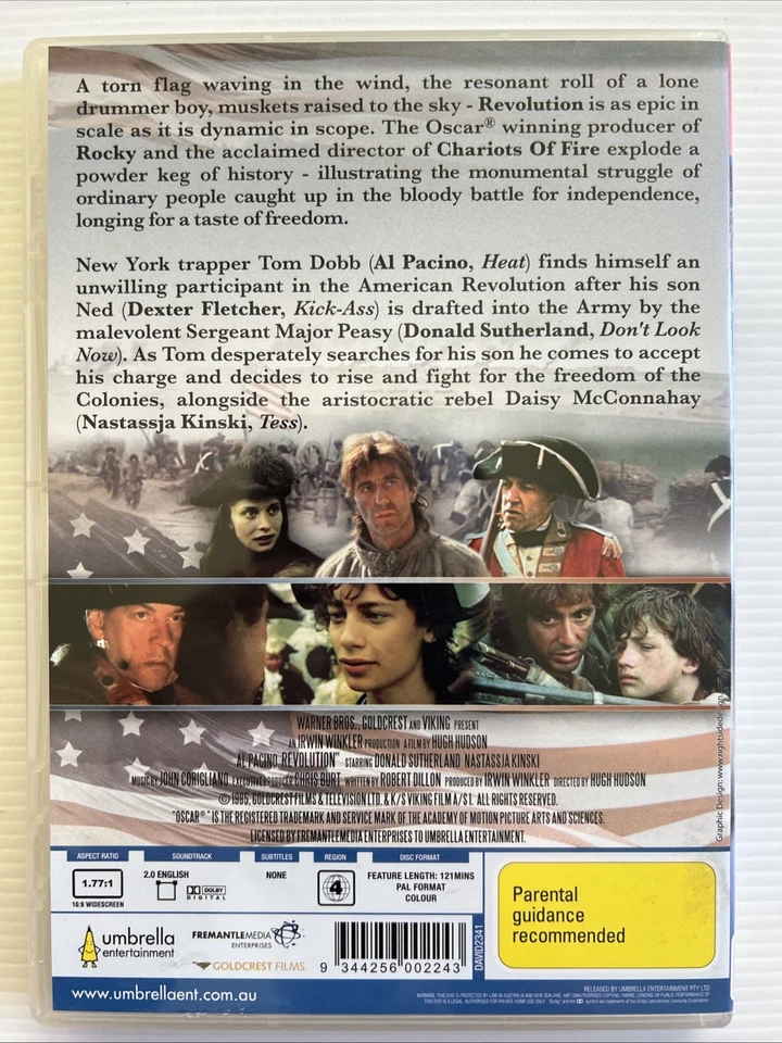 DVD - REVOLUTION (1985) R4 - Al Pacino - Donald Sutherland - Nastassja Kinski - Image 2 of 2