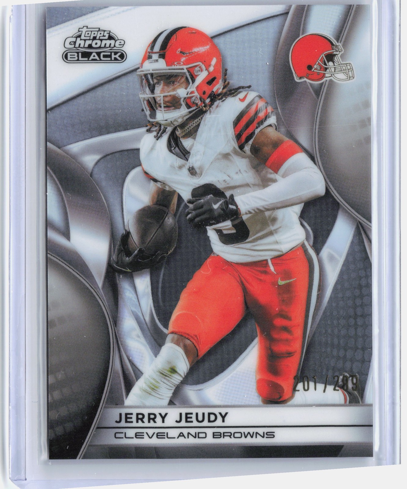 2025 Topps Chrome Black #27 Jerry Jeudy White Refractor #/299