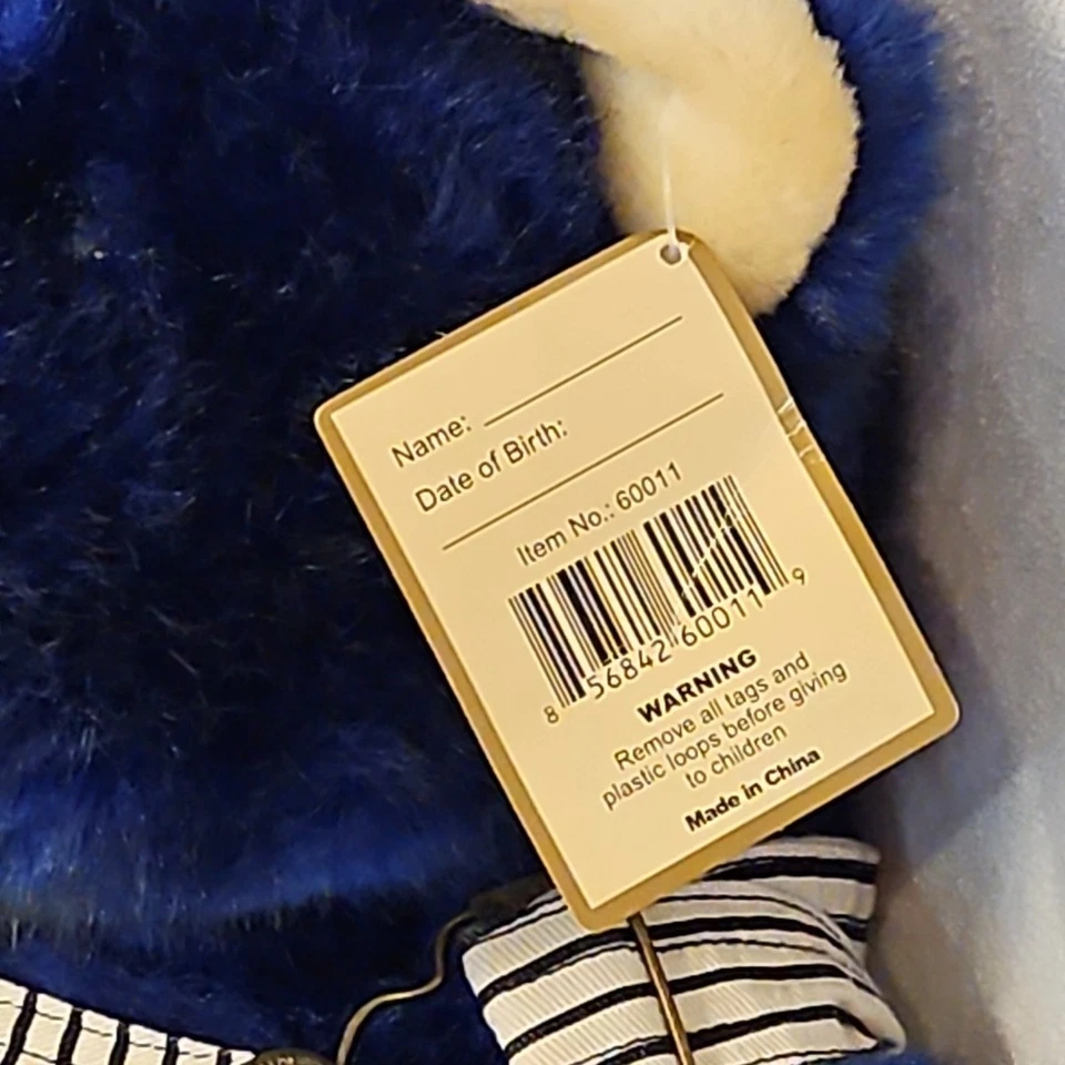 Mono de peluche azul de felpa Bear Factory 2001 de colección sentado 16" Foto 4 de 4