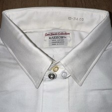 Vtg 50s Arrow Dress Shirt Snap Tab Collar Sanforized Cum Laude NOS Mens 15 34