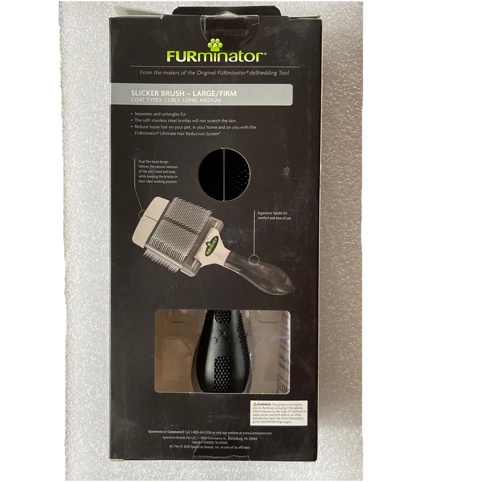 Cepillo grande para mascotas Furminator Slicker con cerdas de acero inoxidable no se rayará Foto 2 de 2