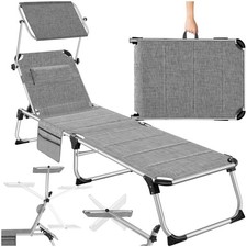 Sun Lounger Set Loungers Cushion Garden Sun Bed Chair Folding Recliner Aluminium
