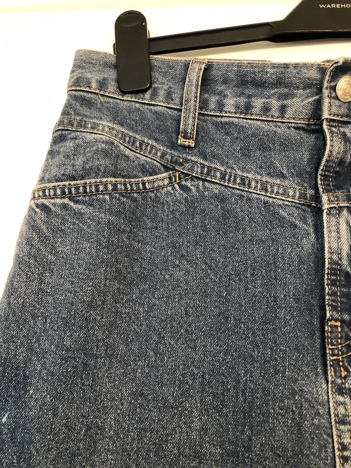 Mango womens blue denim jean skirt long with front slit flayed hem size M - Image 3 of 4