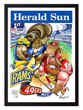 Framed 2026 San Francisco 49ers LA Rams NFL Melbourne Australia Poster 45 x 32cm