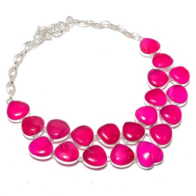 Pink Ruby (Simulated) Gemstone Necklace Adjustable Chain Jewelry 18'' BN 6667