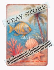 Tropical fish tin sign coastal decor his hers