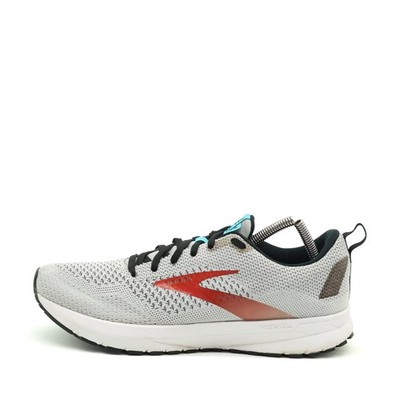 Brooks Herren Revel 4 Sneaker Grau/Rot Mesh Atmungsaktiv Laufschuh EU 42.5