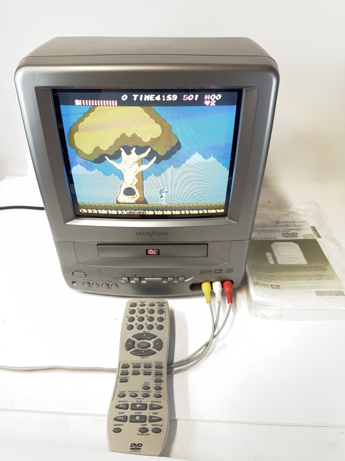 BROKSONIC CRT TV DVD COMBO CCVG-297 RETRO GAMING 9" Screen w/REMOTE Manual Works