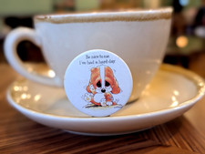 Vintage Sad Sam Bassett Hound Dog Puppy Sad Eye Mental Health Badge Pin (P2871)