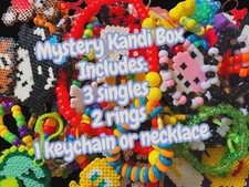 Mystery Surprise Kandi Pack Handmade Rave Bracelets, Rings, Keychains, Necklaces