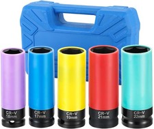 5pcs Lug Nut Socket Impact Socket Set Thin Wall Socket Wheel Protector 12 New