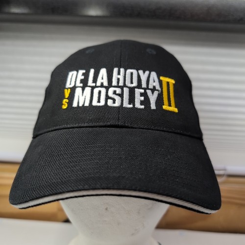 Casquette de boxe vintage Oscar De La Hoya vs Shane Mosley II neuve sans étiquette combat promo noir - Photo 3/15