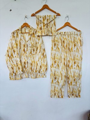 Tie-dye Print Cotton Pajama Set: Summer Loungewear night wear for woman's