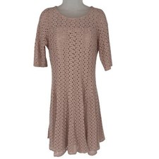 Rabbit Rabbit Rabbit Designs Pink Crochet Lace Fit & Flare Dress Size M