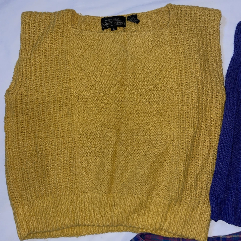 Falda Vintage Años 80 Santa Cruz 9 Cintura Madrás Cuadros Línea A Algodón con 2 Camisas Tejidas Foto 4 de 4