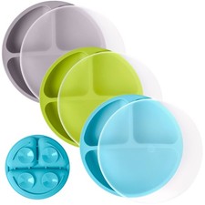 WeeSprout Suction Plates with Lids for Babies  Toddlers - 100 Silicone, Din...