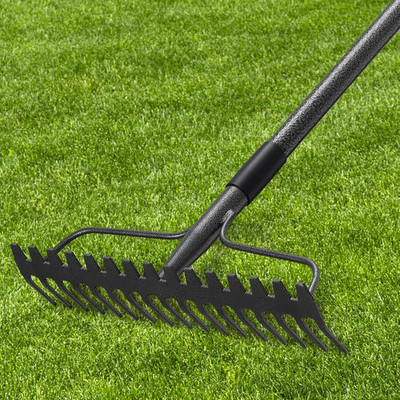 63'' Bow Rake ，17 Tines Metal Head Rakes with Stainless Steel Handle，Heavy Duty