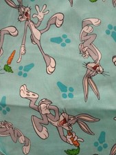 looney tunes bugs carrot fun fabric light blue 10 x 9 inch