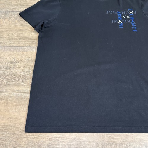 Armani Exchange Mens T-Shirt Size Large Slim Fit Black Cotton Spellout Logo B7 - Picture 9 of 19