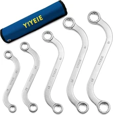Offset S-Style Box End Wrench Set, 5-Piece, Chrome Metric, | S-style 