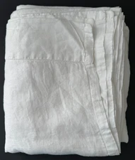 The Citizenry Queen Size Flat Sheet White French Linen Hemstitch Portugal