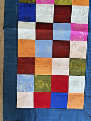 (NEU) Gesteppter Patchwork Satin Tischläufer Rechteckig Mehrfarbig