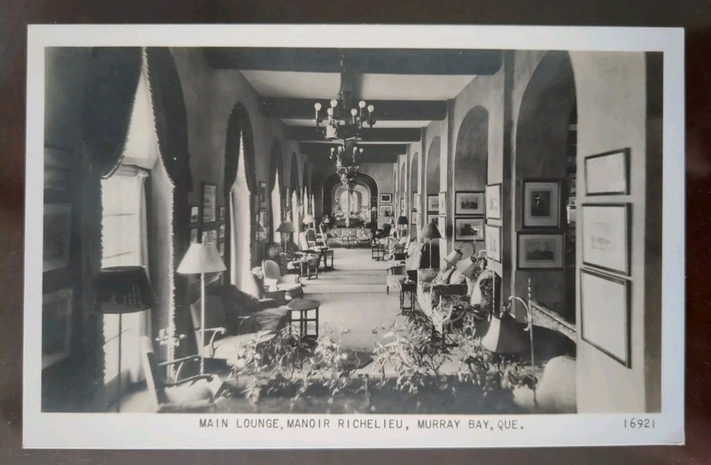 RPPC - Main Lounge, Manoir Richelieu, Murray Bay, Que, CAN - 1930s, Rough Edges
